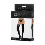 Чулки Glossy LOTIS из материала Wetlook, черный, S