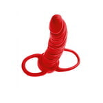 Насадка на пенис для двойного проникновения Black&Red by TOYFA , силикон, красный, 16,5 см